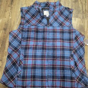44 North Plaid Fleece-Lined Vest - Blue Black Red Zip-Up Vest - Size XL 2
